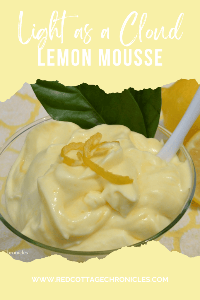 Photo for Pinterest of Lemon Mousse in a dessert glass.