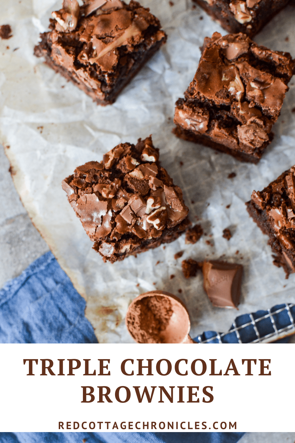 Triple Chocolate Caramel Brownies - Red Cottage Chronicles