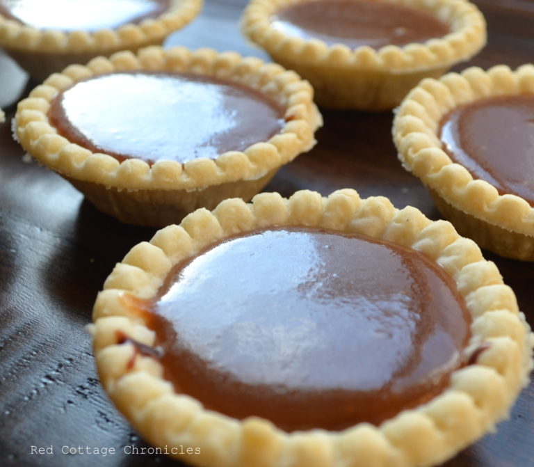 Chocolate truffle tarts with a caramel topping.