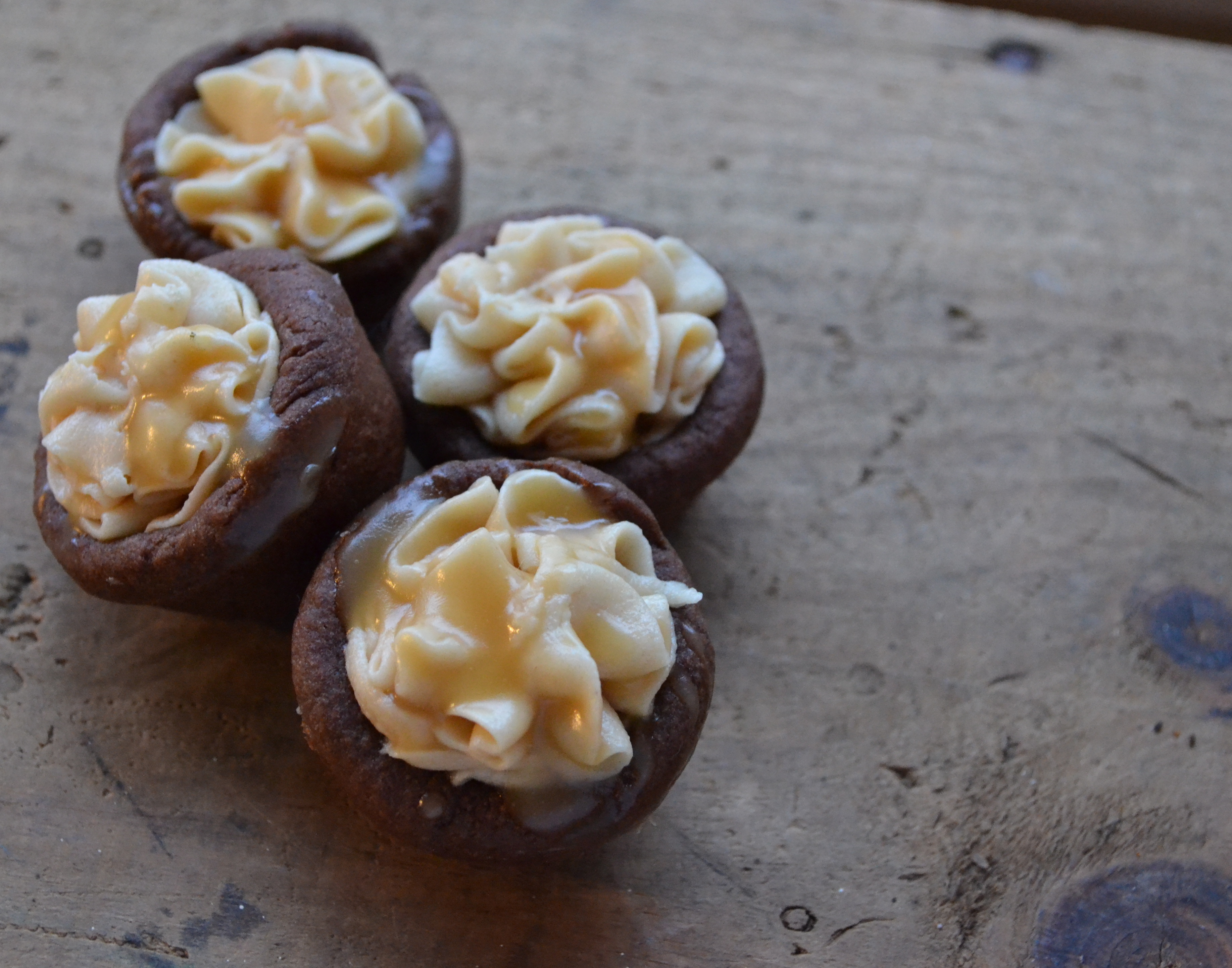 A chocolate tart shell filled with peanut butter cream.