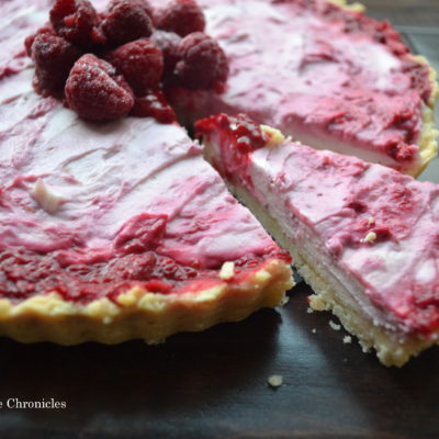 A raspberry mascarpone tart.