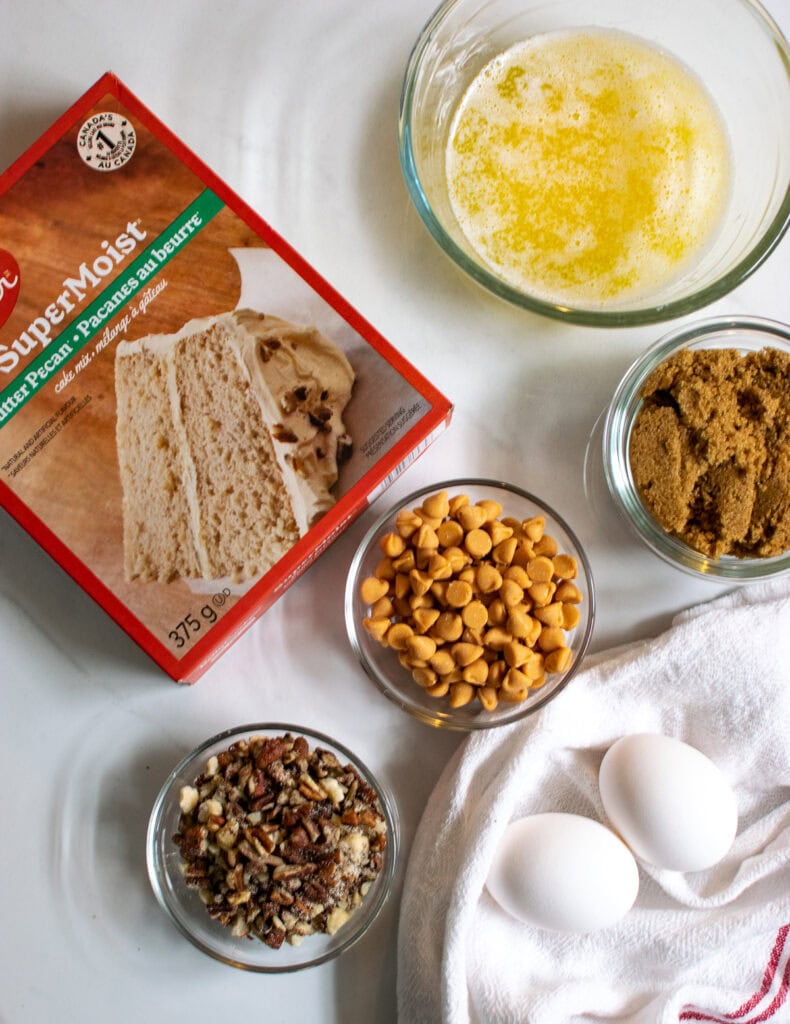 Ingredients to make Butter Pecan blondies