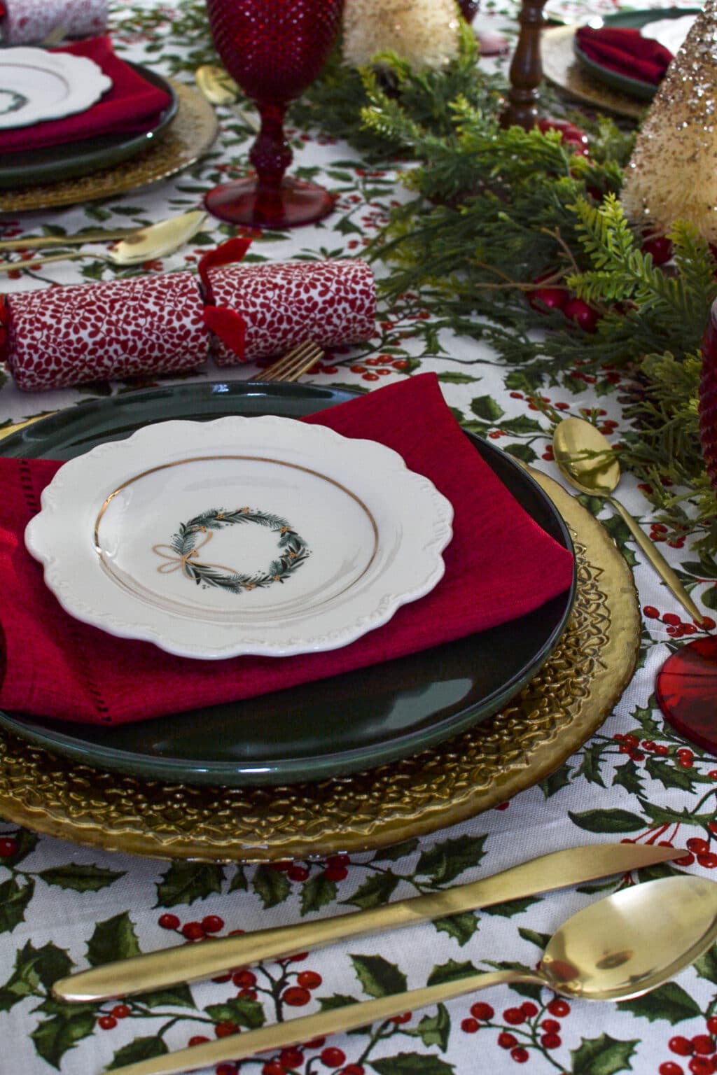 English Cottage Christmas Tablescape - Red Cottage Chronicles