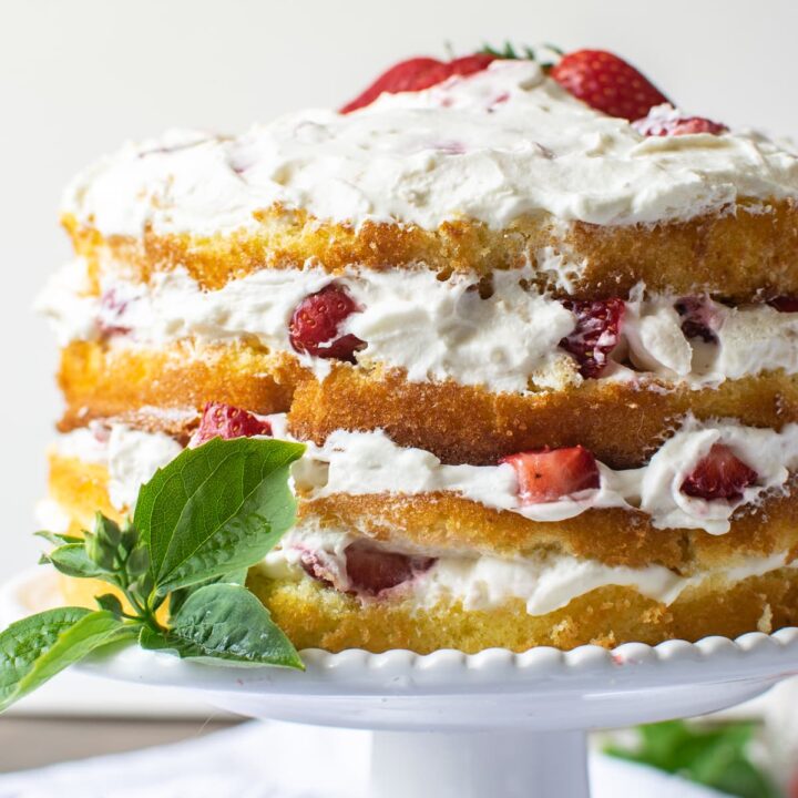 Strawberry and cream 4 layer cake.