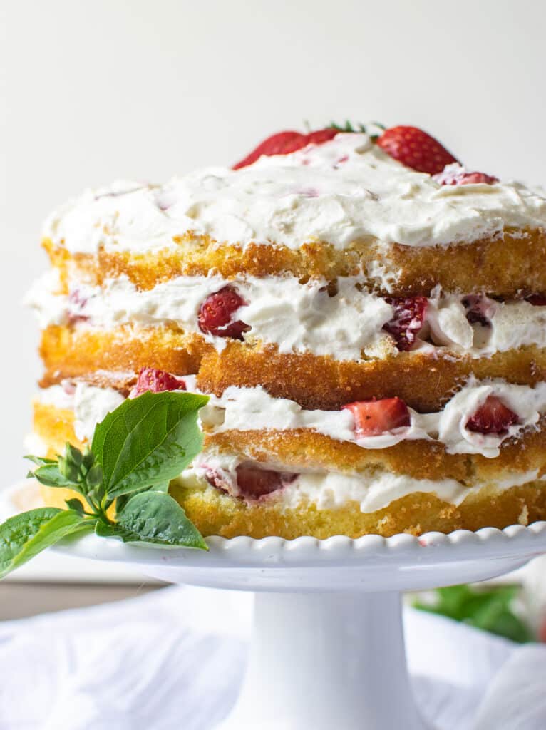 Strawberry and cream 4 layer cake.