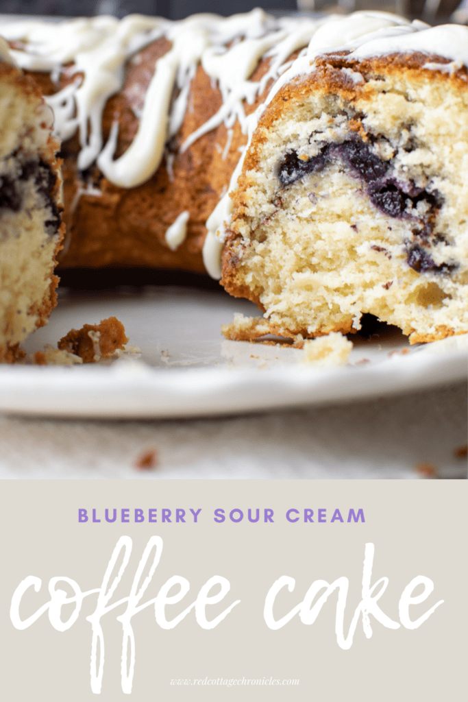 A photo for Pinterest of Blueberry Sour Cream Coffee Cake.