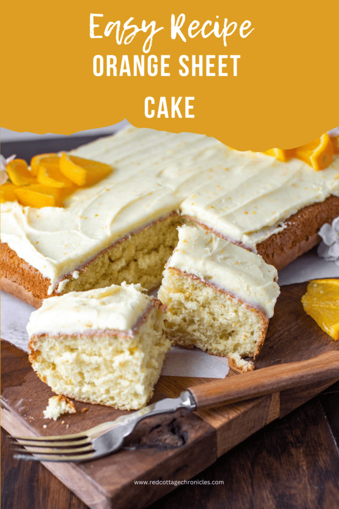 Pinterest Pin for Orange  Sheet Cake Recipe